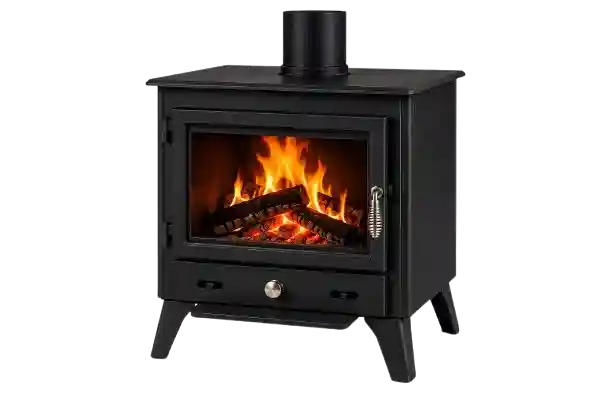 Black wood stove for off-grid tiny home heating